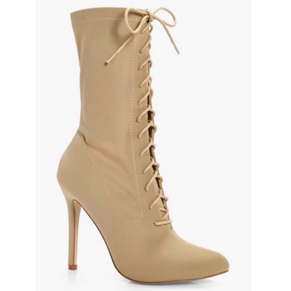 Lace Up Stretch Sock Boots